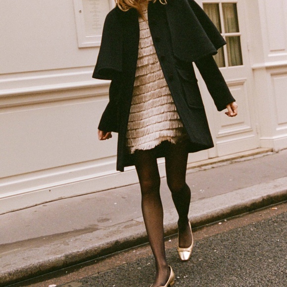 Doen Black Wool & Velvet Watson Coat NWT Sz S - Picture 3 of 3